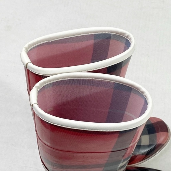 BURBERRY Check Rain Boots Red - Picture 15 of 16